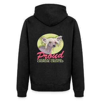 Chinese Crested Mom Schopfhund Hunde Geschenk - Unisex Premium Bio Zip Hoodie - Schwarz - Hinten - Nico (187cm)