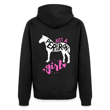 Nur ein Percheron-Mädchen | Pferderasse Frauen Tochter - Unisex Premium Bio Zip Hoodie - Schwarz - Hinten - Nico (187cm)
