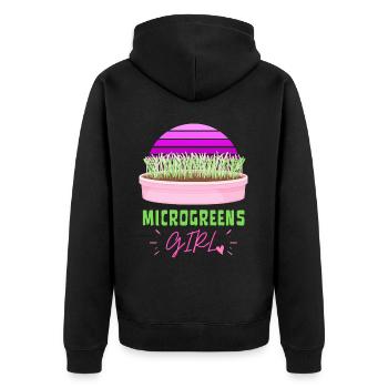 MICROGREENS MÄDCHEN | Urban Gardening Sprossen - Unisex Premium Bio Zip Hoodie - Schwarz - Hinten - Nico (187cm)