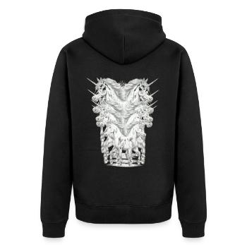 Einhorn Einhörner Fabelwesen Fabeltiere Kind - Unisex Premium Bio Zip Hoodie - Schwarz - Hinten - Nico (187cm)