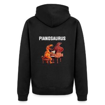 piano dinosaur instrument pianist piano - Unisex Premium Bio Zip Hoodie - Schwarz - Hinten - Nico (187cm)