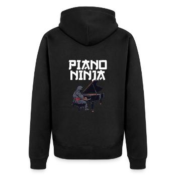 piano ninja instrument pianist piano - Unisex Premium Bio Zip Hoodie - Schwarz - Hinten - Nico (187cm)