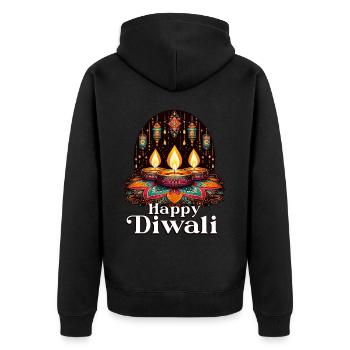 Happy Diwali - Unisex Premium Bio Zip Hoodie - Schwarz - Hinten - Nico (187cm)