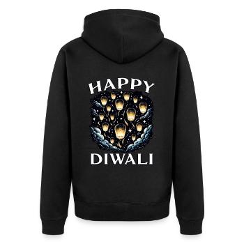 Happy Diwali - Unisex Premium Bio Zip Hoodie - Schwarz - Hinten - Nico (187cm)