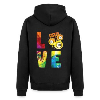 Bingo Player Watercolor Love - Unisex Premium Bio Zip Hoodie - Schwarz - Hinten - Nico (187cm)
