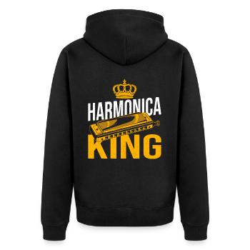 Playing Harmonica Gift - Unisex Premium Organic Zip Hoodie - black - Back - Nico (187cm)