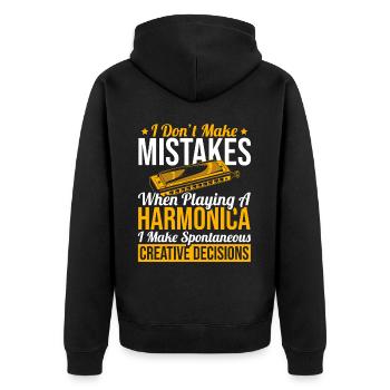 Playing Harmonica Gift - Unisex Premium Organic Zip Hoodie - black - Back - Nico (187cm)