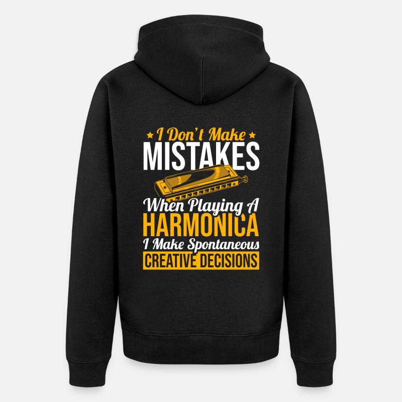 Playing Harmonica Gift - Unisex Premium Organic Zip Hoodie - black