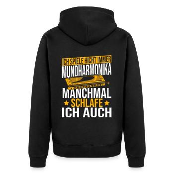 Playing Harmonica Gift - Unisex Premium Organic Zip Hoodie - black - Back - Nico (187cm)