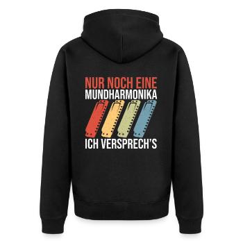 Playing Harmonica Gift - Unisex Premium Organic Zip Hoodie - black - Back - Nico (187cm)