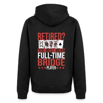 Bridge Card Game Gift - Unisex Premium Organic Zip Hoodie - black - Back - Nico (187cm)