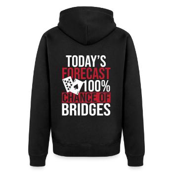 Bridge Card Game Gift - Unisex Premium Organic Zip Hoodie - black - Back - Nico (187cm)