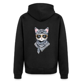 Cute Cat Mom Cat Lover Stylish - Unisex Premium Organic Zip Hoodie - black - Back - Nico (187cm)