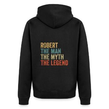 Robert the man the myth - Unisex Premium Organic Zip Hoodie - black - Back - Nico (187cm)