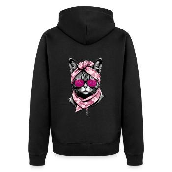Cute Cat Mom Cat Lover Stylish - Unisex Premium Organic Zip Hoodie - black - Back - Nico (187cm)