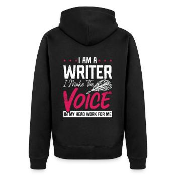 Ecrire Je suis un écrivain Je fais The Voice Journaliste - Veste à capuche bio Premium Unisexe - noir - Dos - Nico (187cm)