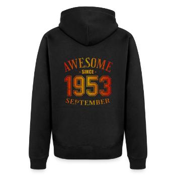 Septembre 1953 - Anniversaire de septembre - Veste à capuche bio Premium Unisexe - noir - Dos - Nico (187cm)
