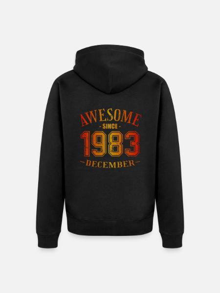 December 1983 - Geburtstag im Dezember Awesome - Premium økologisk unisex-hættejakke - sort