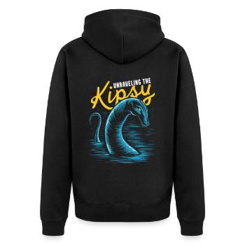 Hudson River Monster Kipsy Kryptozoologie Kryptid - Unisex Premium Bio Zip Hoodie - Schwarz - Hinten - Nico (187cm)