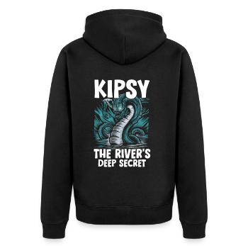 Hudson River Monster Kipsy Kryptozoologie Kryptid - Unisex Premium Bio Zip Hoodie - Schwarz - Hinten - Nico (187cm)