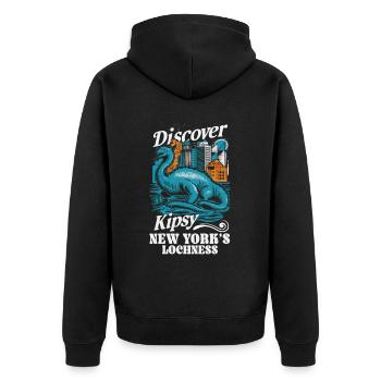 Hudson River Monster Kipsy Kryptozoologie Kryptid - Unisex Premium Bio Zip Hoodie - Schwarz - Hinten - Nico (187cm)