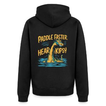 Hudson River Monster Kipsy Kryptozoologie Kryptid - Unisex Premium Bio Zip Hoodie - Schwarz - Hinten - Nico (187cm)
