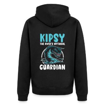Hudson River Monster Kipsy Kryptozoologie Kryptid - Unisex Premium Bio Zip Hoodie - Schwarz - Hinten - Nico (187cm)