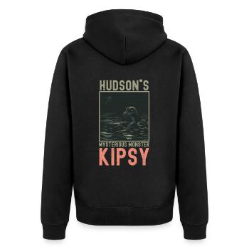 Hudson River Monster Kipsy Kryptozoologie Kryptid - Unisex Premium Bio Zip Hoodie - Schwarz - Hinten - Nico (187cm)