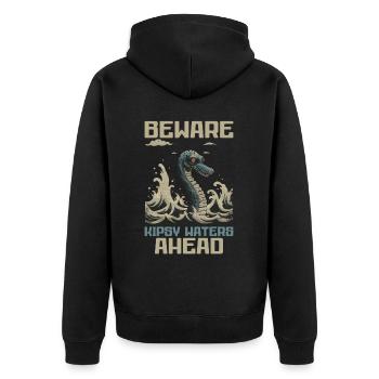 Hudson River Monster Kipsy Kryptozoologie Kryptid - Unisex Premium Bio Zip Hoodie - Schwarz - Hinten - Nico (187cm)