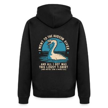 Hudson River Monster Kipsy Kryptozoologie Kryptid - Unisex Premium Bio Zip Hoodie - Schwarz - Hinten - Nico (187cm)