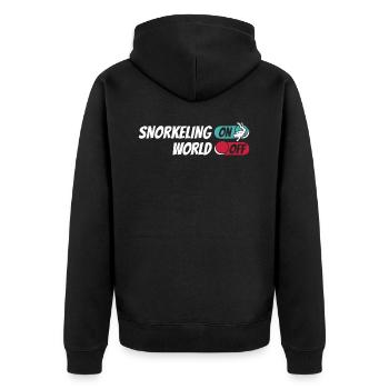 Schnorcheln Snorkeling On World Off - Unisex Premium Bio Zip Hoodie - Schwarz - Hinten - Nico (187cm)