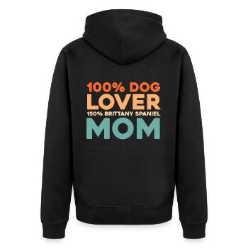 Brittany Spaniel - Unisex Premium Organic Zip Hoodie - black - Back - Nico (187cm)