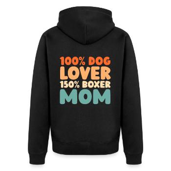 Boxer Hund Deutscher Boxer - Unisex Premium Bio Zip Hoodie - Schwarz - Hinten - Nico (187cm)
