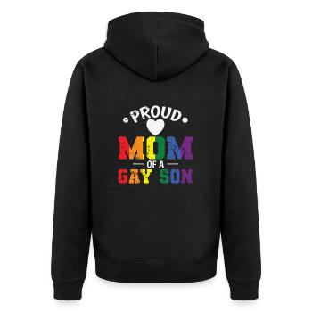 Proud Mom of a gay Son LGBT - Unisex Premium Bio Zip Hoodie - Schwarz - Hinten - Nico (187cm)