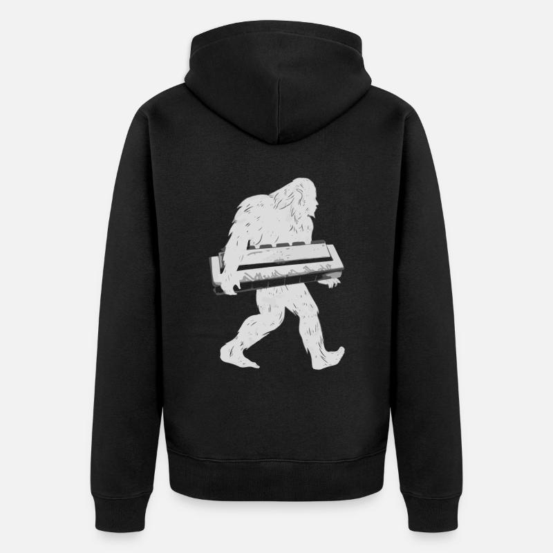 Harmonica Playing Gift - Unisex Premium Organic Zip Hoodie - black
