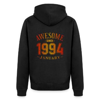 January 1994 - Geburtstag im Januar Awesome - Unisex Premium Bio Zip Hoodie - Schwarz - Hinten - Nico (187cm)