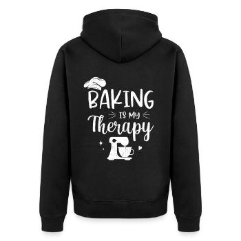 Baker - Unisex Premium Organic Zip Hoodie - black - Back - Nico (187cm)