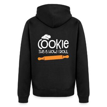 Bäcker Bäckerein Backwaren Backen Geschenk - Unisex Premium Bio Zip Hoodie - Schwarz - Hinten - Nico (187cm)