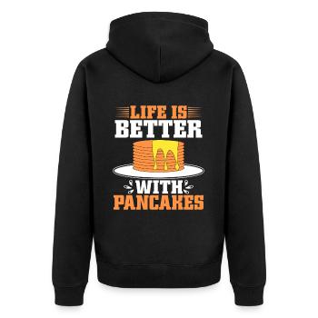 Pancake Breakfast Syrup Food Funny - Unisex Premium Organic Zip Hoodie - black - Back - Nico (187cm)