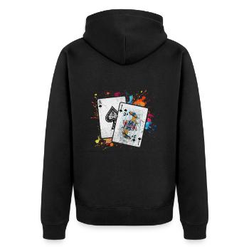 Blackjack Blackjack Card Game Casino Gift - Unisex Premium Organic Zip Hoodie - black - Back - Nico (187cm)