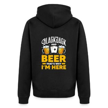 Blackjack - Unisex Premium Organic Zip Hoodie - black - Back - Nico (187cm)