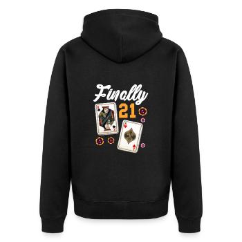 Blackjack - Unisex Premium Organic Zip Hoodie - black - Back - Nico (187cm)