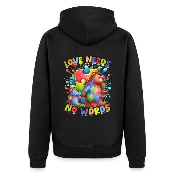 Autiste Autiste Autisme L’amour n’a pas besoin de mots - Veste à capuche bio Premium Unisexe - noir - Dos - Nico (187cm)