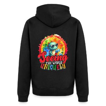 Autist Autismus Seeing the World Uniquely - Unisex Premium Bio Zip Hoodie - Schwarz - Hinten - Nico (187cm)