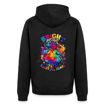 Autist Autismus Bright Mind, Beautiful Heart - Unisex Premium Bio Zip Hoodie - Schwarz - Hinten - Nico (187cm)