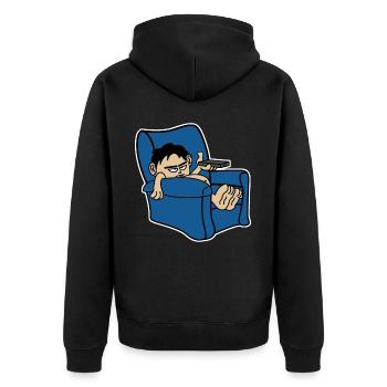 Lazy Couch TV Watching Television - Unisex Premium Organic Zip Hoodie - black - Back - Nico (187cm)