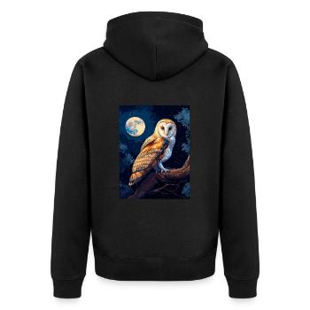 barn owl vintage - Unisex Premium Bio Zip Hoodie - Schwarz - Hinten - Nico (187cm)