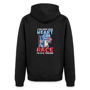 4. Juli Sportlehrer machen Herzrennen-Dinosaurier - Unisex Premium Bio Zip Hoodie - Schwarz - Hinten - Nico (187cm)