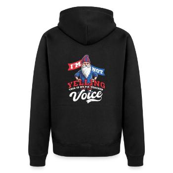 4. Juli Sportlehrer schreit keinen Stimmzwerg - Unisex Premium Bio Zip Hoodie - Schwarz - Hinten - Nico (187cm)