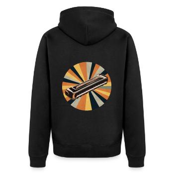 Harmonica Playing Gift - Unisex Premium Organic Zip Hoodie - black - Back - Nico (187cm)